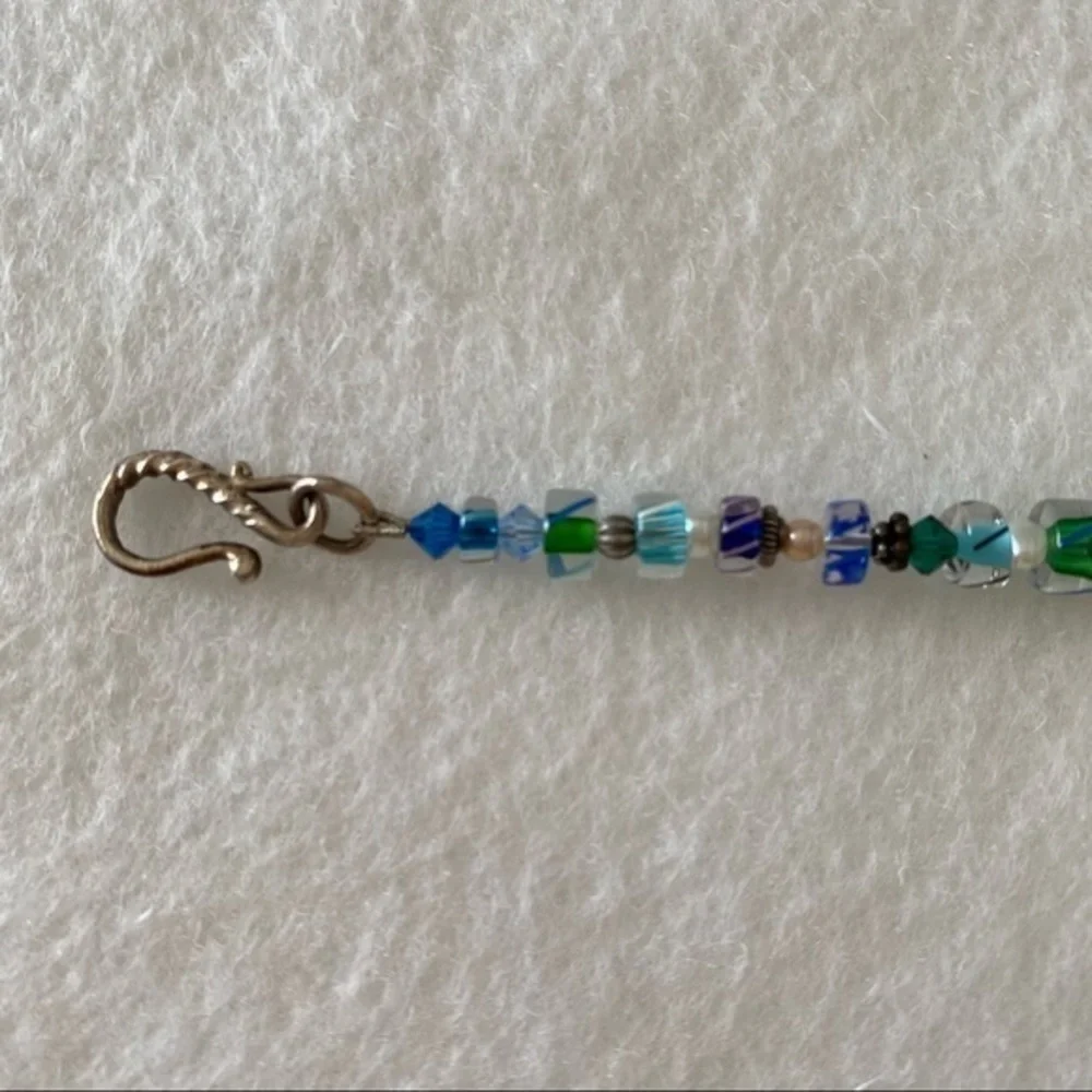 925 Sterling Silver Cerulean Turquoise Blue Green Handmade Beaded Bracelet NEW